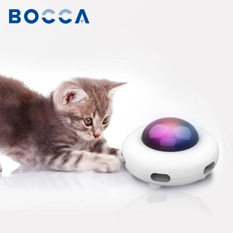 

Bocca Cat Smart Teaser Toy Automatic UFO Turntable With Feather USB Charging Interactive Auto Training Pet Kitten Playing Toys