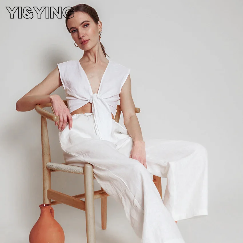 

[YI&YING] 2023 Simple Casual Tank Top, Pants, Pajamas, Two Piece Set for External Wear, Home Furnishing, Women's WAZC400