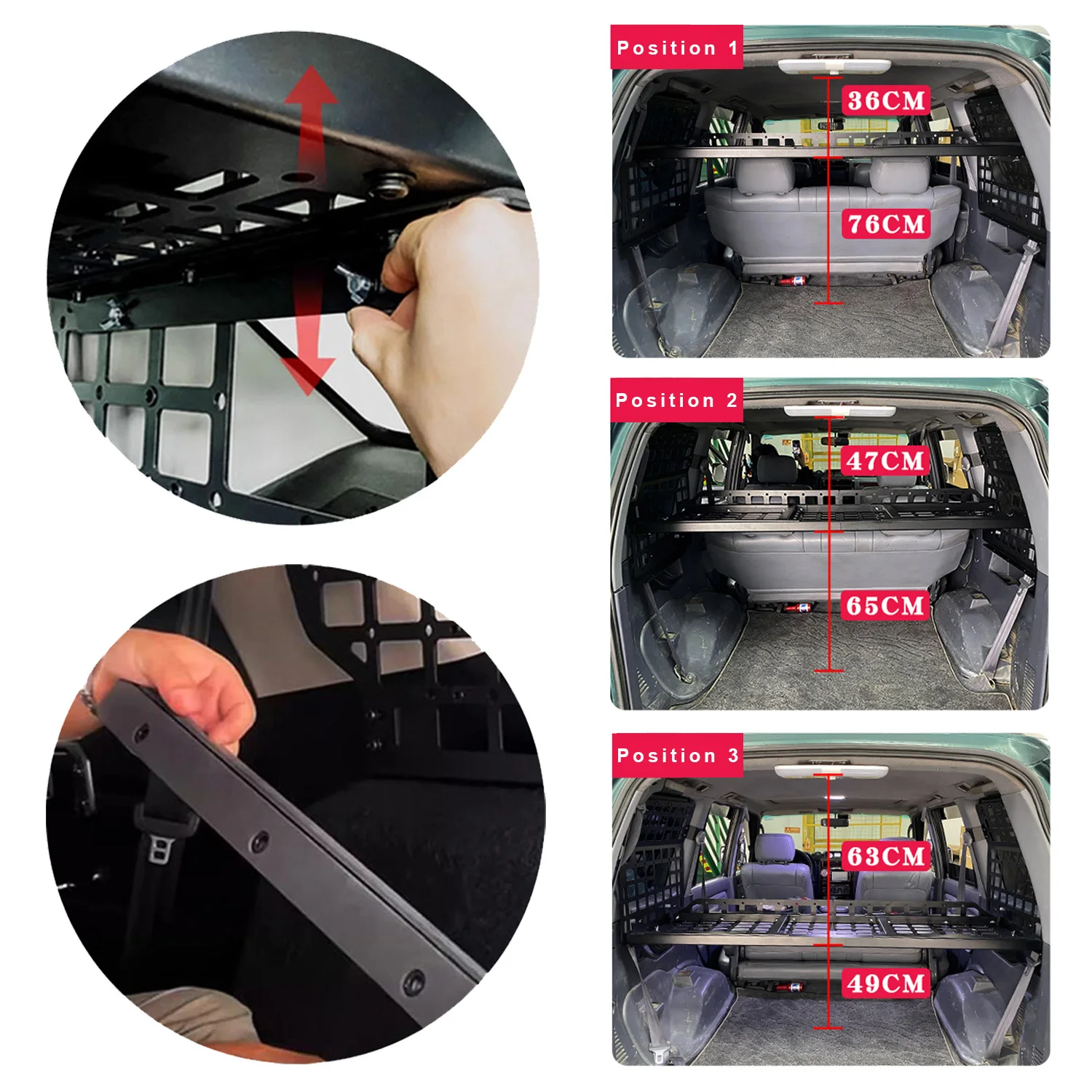 Фото CGZ для Toyota Land Cruiser Prado LC90 LC95 1996-2002, автомобильная панель Molle, задняя полка для багажника, стойки для хранения, грузовые органайзеры №4