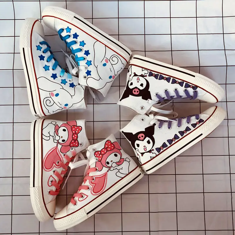 

Sanrio Cinnamoroll My Melody Kawaii Anime Graffiti Canvas Shoes Female Kuromi Cute Cartoon Board Shoes Sneakers Toys for Girls