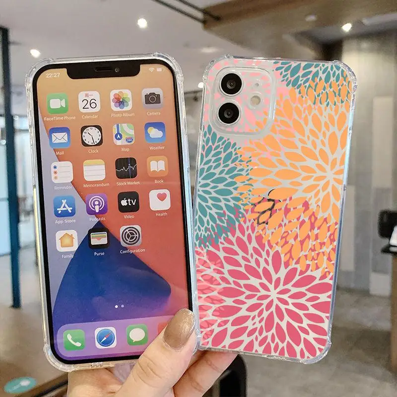 Прозрачный цветочный чехол для iPhone 13 Pro 6 6s 7 7P X Xr Xs SE 2020 8 Plus 11 12 Max Mini Ph8h PU Etui Funda |