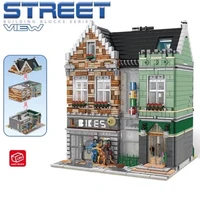 creative expert street view modular mini bike shop minerals shop moc 7286 bricks house model building blocks assembly square