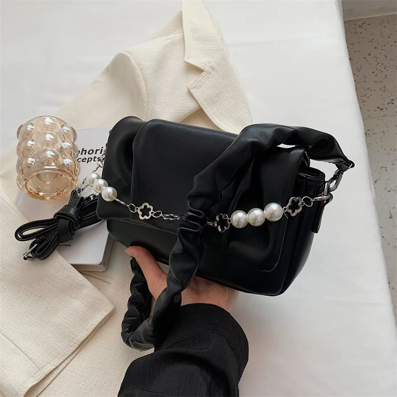 

Korean Version Design Pleated Shoulder Bag Women's Bag 2022 New Fashion Single Shoulder Underarm Bag All-match Messenger Bag