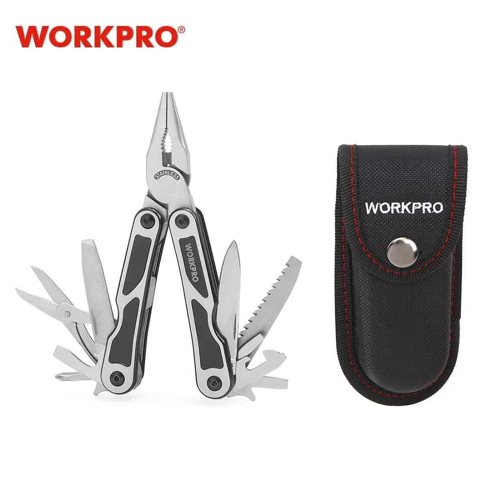 

WORKPRO 15 in 1 Multi Plier Stainless Steel Multitool Wire Stripper Crimping Tool Utility Tools for Camping Survival Hiking