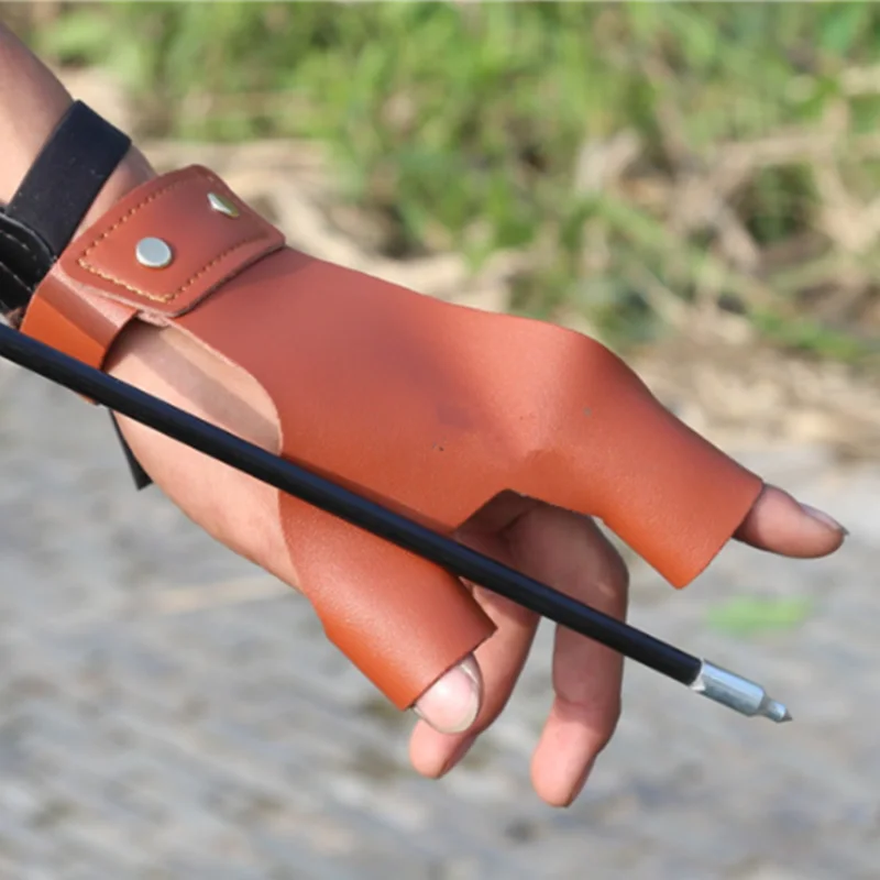 

1pc Outdoors Leather Arrow Hunting Finger Glove Exercise Leather Protective Gear Finger Gloves Left Hand Hunting