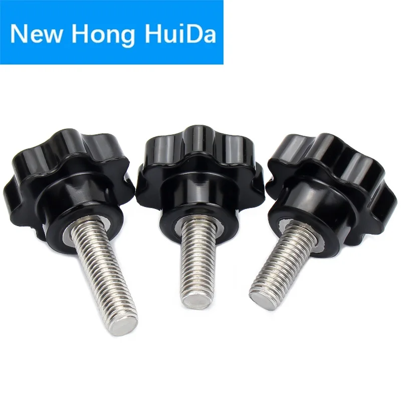

M4 M5 M6 M8 M10 M12 304 Stainless Steel Hand Knob Bolt Plastic Star Shape Head Screws Thread Clamping Thumb Handle Machine Screw