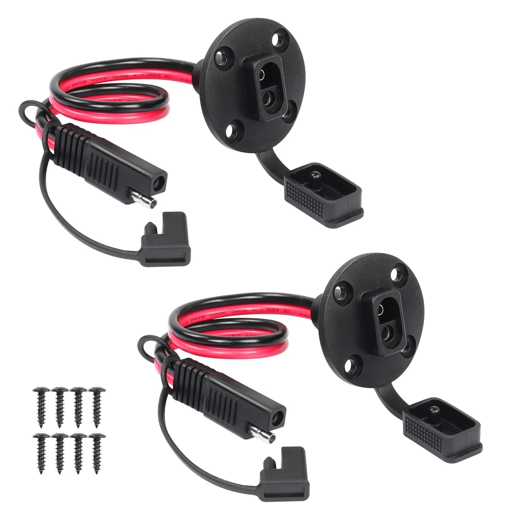 

30cm 12AWG SAE to SAE Socket Sidewall Port Panel Mount Solar Cable, SAE Quick Connect Harness Cable(2-Pack)