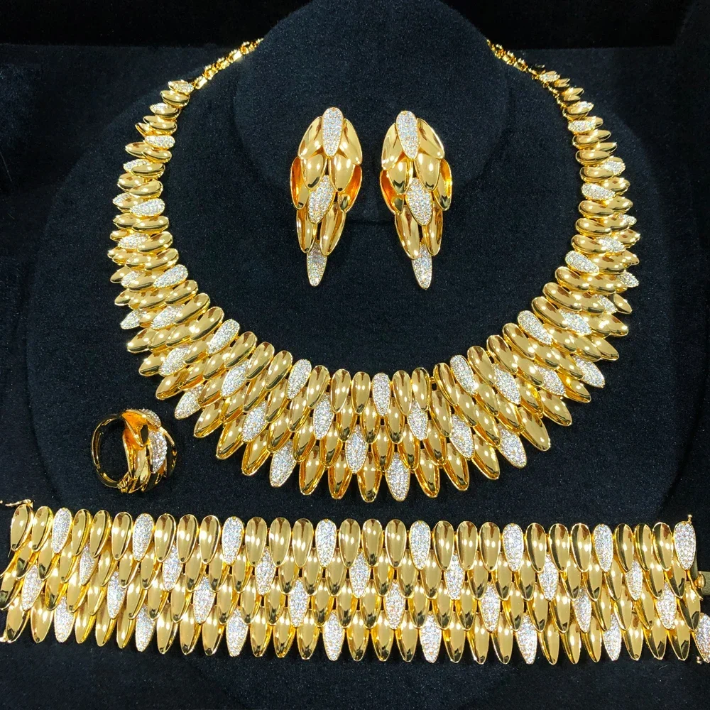 Missvikki модный 4 шт. роскошный 4-слойный комплект африканских украшений с гладкими