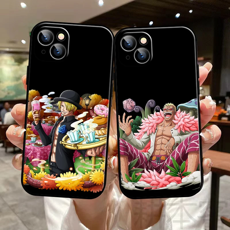 

ONE PIECE Anime Phone Case For Funda iPhone 13 11 Pro Max 12 Mini X XR XS Max 6 6s 7 8 Plus SE 2020 Black Back Celular Carcasa
