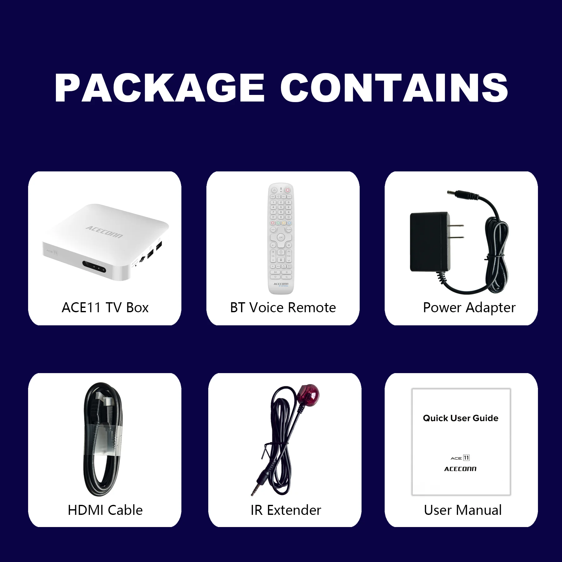 Фото ТВ-приставка ACECONN Streaming Android Linux IPTV 4K HDR10+ TVONAIR3+ с двойным Wi-Fi, функцией автоматического обучения, горячими клавишами, подсветкой и Bluetooth-пультом ACE11 №5