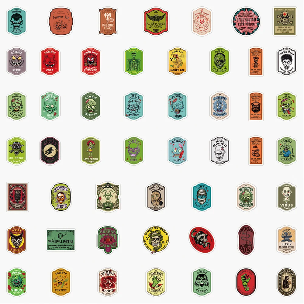 50 шт. Винтажные стикеры для бутылок на Хэллоуин для скрапбукинга, айпада и канцтоваров
