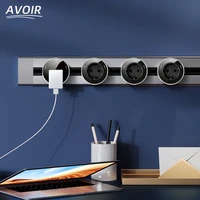 avoir power track socket office hidden moverable round module electric extension socket kitchen wall surface electrical outlets