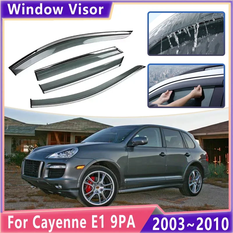 Автомобильные дефлекторы окон дождевик для Porsche Cayenne E1 9PA 2003 ~ 2010 2005 2008
