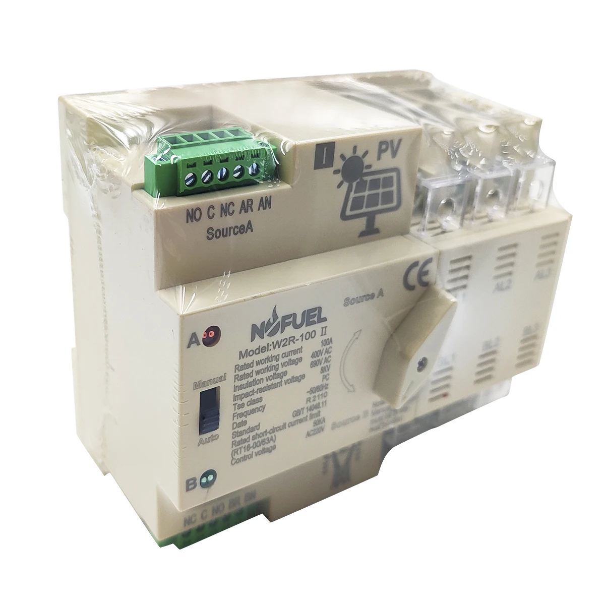 NOFUEL PV Солнечный автоматический резервный переключатель 3P 100A 220V Solar To Grid Dual Power