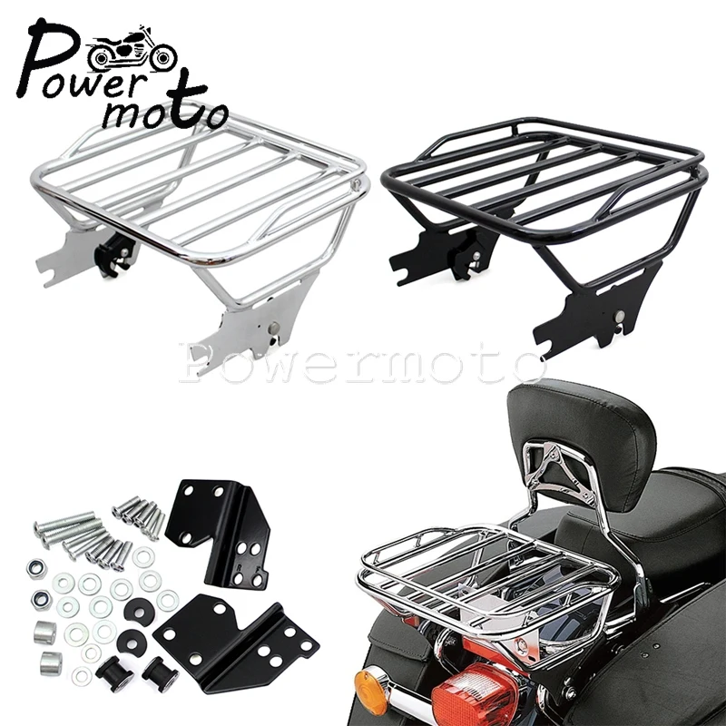 

Adjustable Motorcycles Gloss Black 2 Up Tour Pack Luggage Mounting Rack Universal For Harley Road King FLHT FLHX FLTR 1997-2008