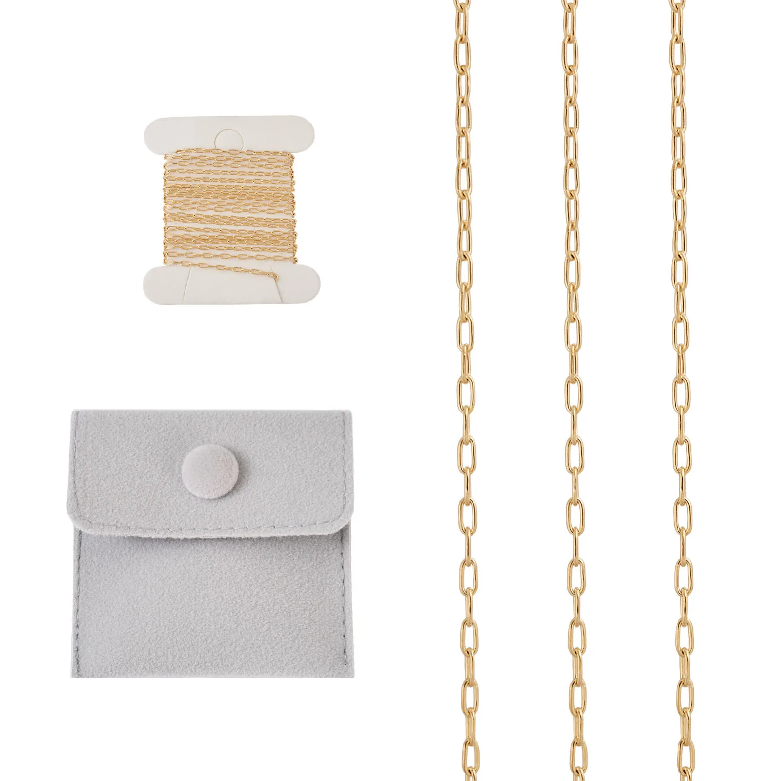 

1M Gold Filled Oval Brass Paperclip Cable Chain Permanent Bracelet Jewelry for Women Necklace Dangle Earring Diy Accessories