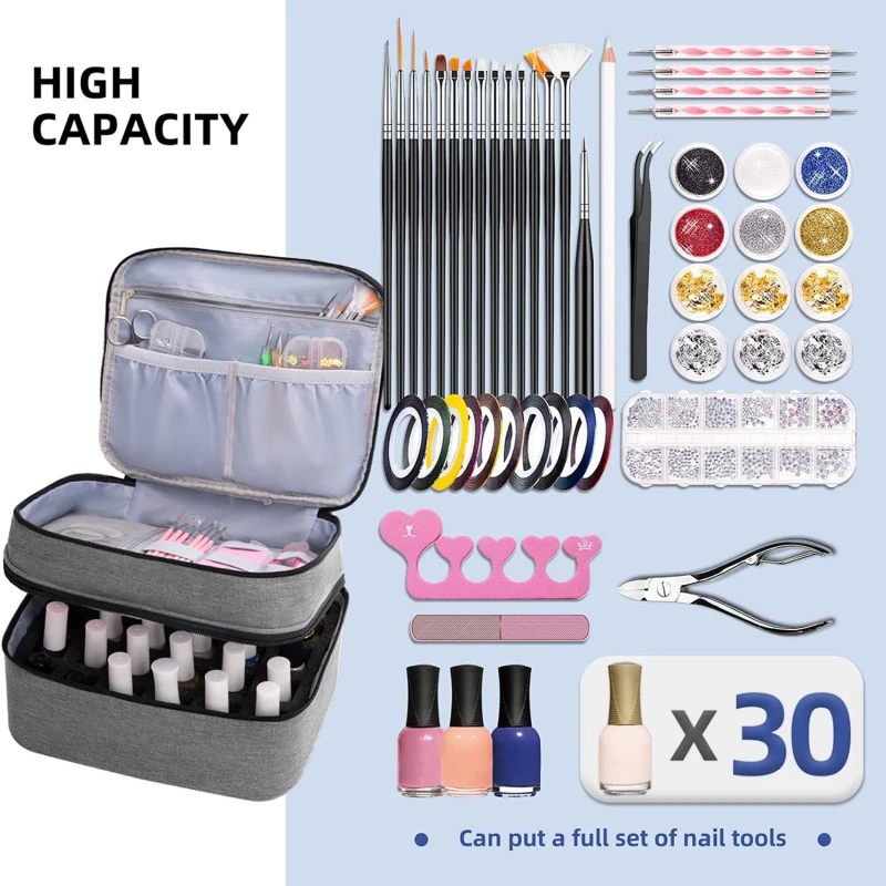 

Косметичка для эфирных масел, сумка на молнии, портативный двухслойный женский дорожный Органайзер большой вместимости для косметики