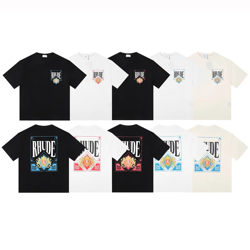 

Rhude Gold Crown Print T-shirt Men Women 1:1 High Quality Short Sleeve T Shirt
