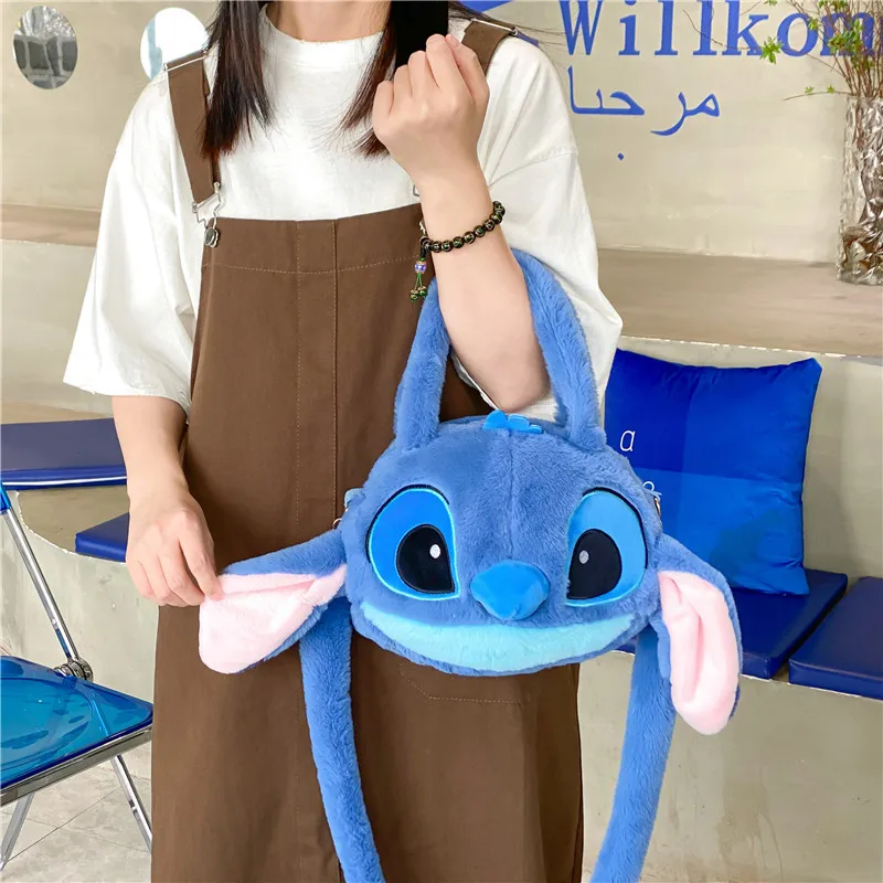 

Disney Stitch Figure Soft Bag Anime Lilo & Stitch Plush Toys Kawaii Messenger Bag Children Cartoon Plushie Handbag Girls Gifts