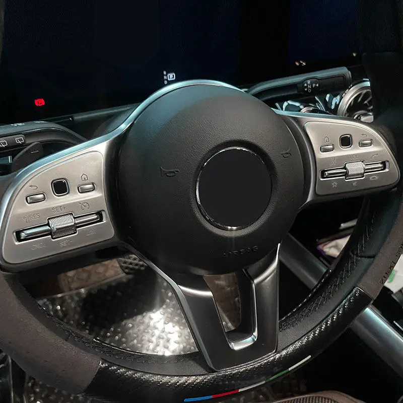 

2x автомобильный переключатель на рулевом колесе, серебряная накладка для Mercedes Benz A B GLA GLB CLA Class W177 W247 H247 X247 C118 2020 2021