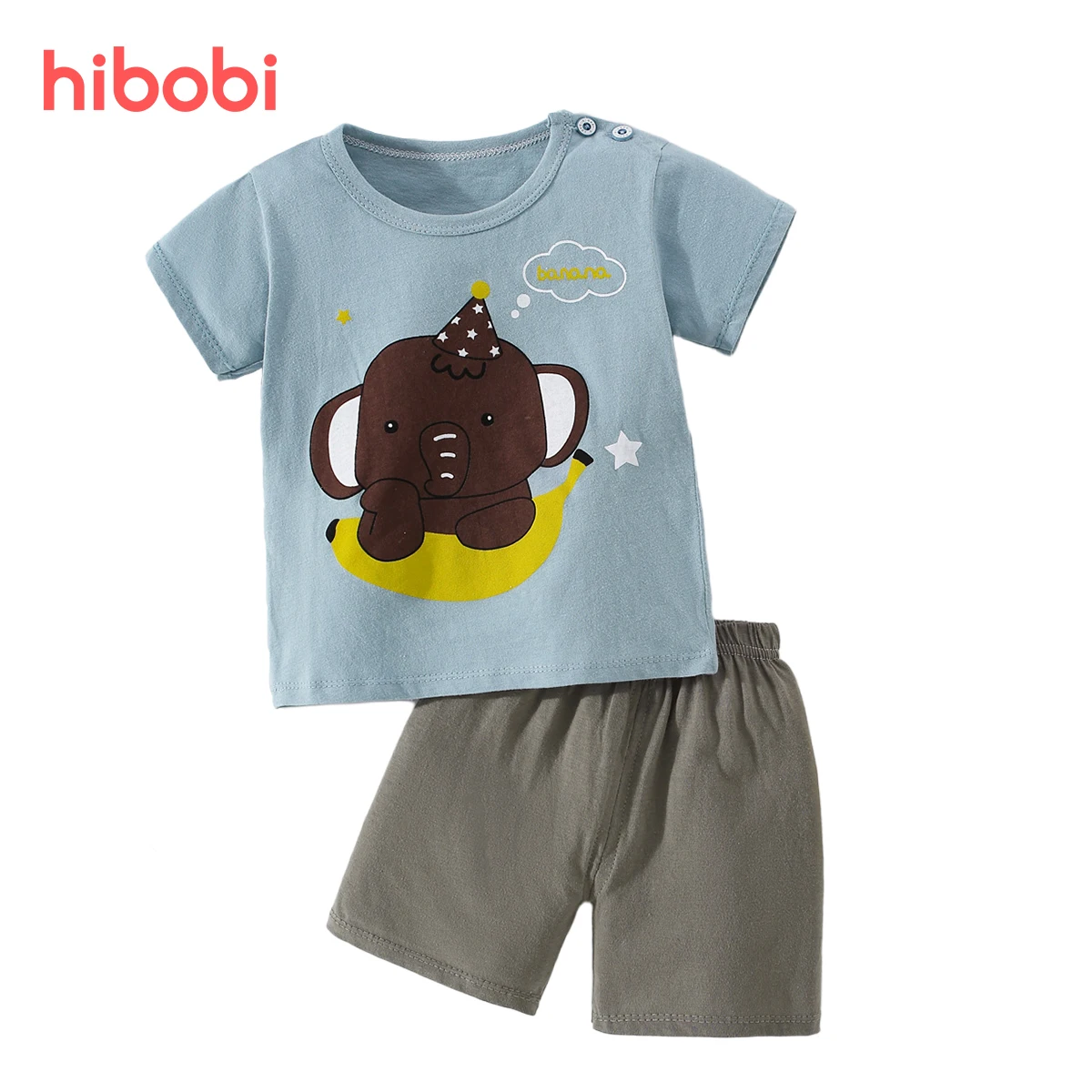

hibobi Cartoon Boys Clothing Sets Summer Short Sleeve Cotton Baby Top + Baby Shorts 2Pcs Cotton Outifts Toddler Boys Clothes Set