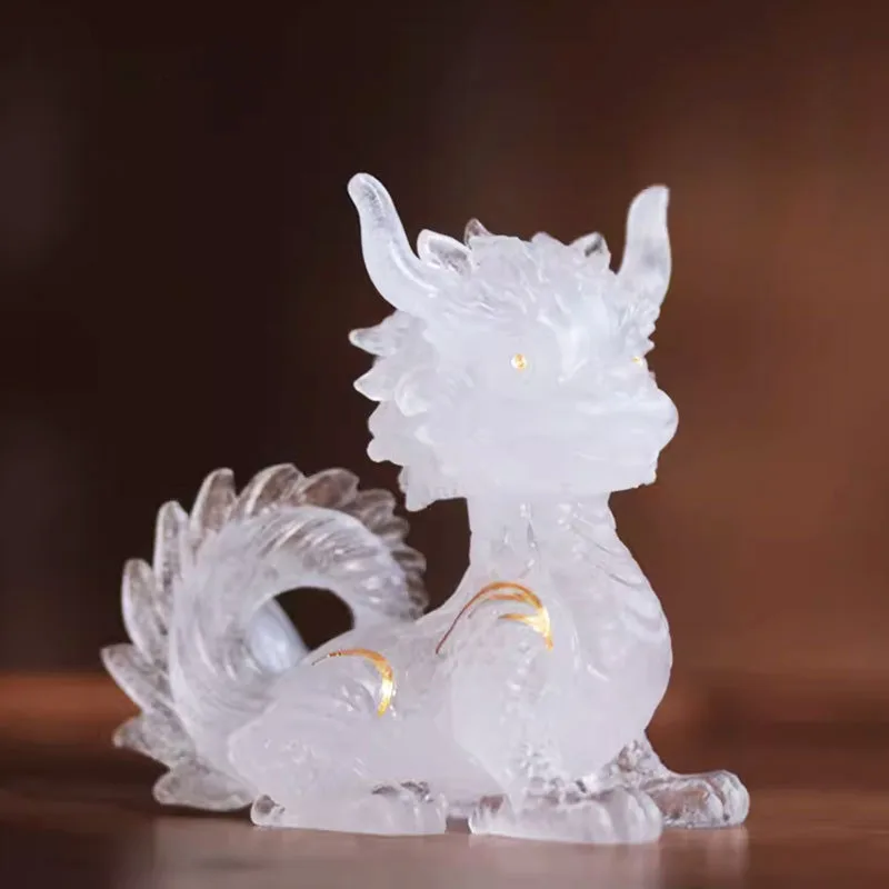 Статуэтка с кристаллами дракона милая Фантастическая детская резьба цветной