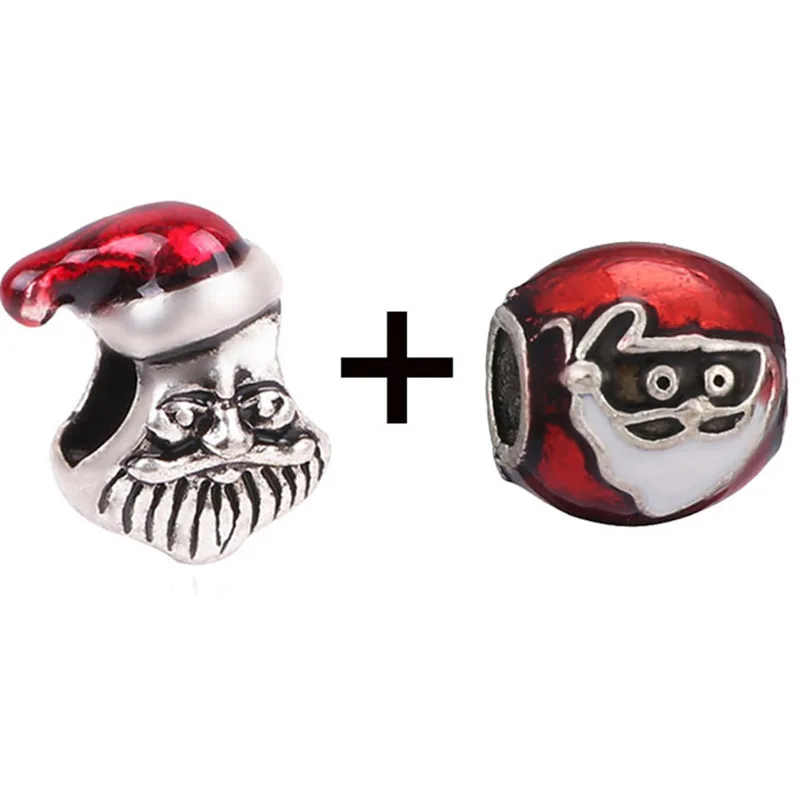 2 шт./лот очаровательные бусины с красными сани Санта-Клауса подходят для