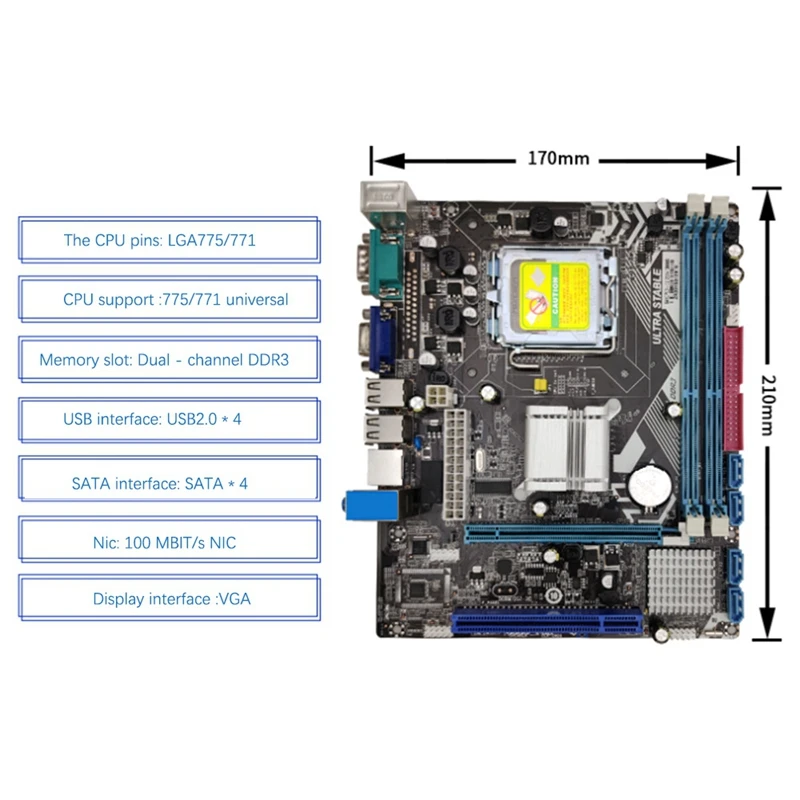 G41 Motherboard PCI-E 3.0 4XSATA2.0 Supports 775/771-Pin Desktop Computer Motherboard 2XDDR3 8G Memory Motherboard images - 6