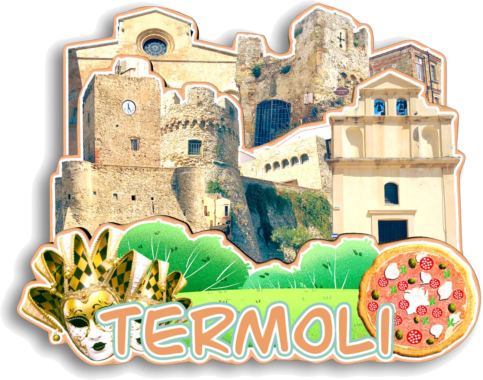 Sanremo Ancona Pesaro Fano Campobasso Termoli Torino Novara Alessandria Италия Магнит на холодильник Путешествия