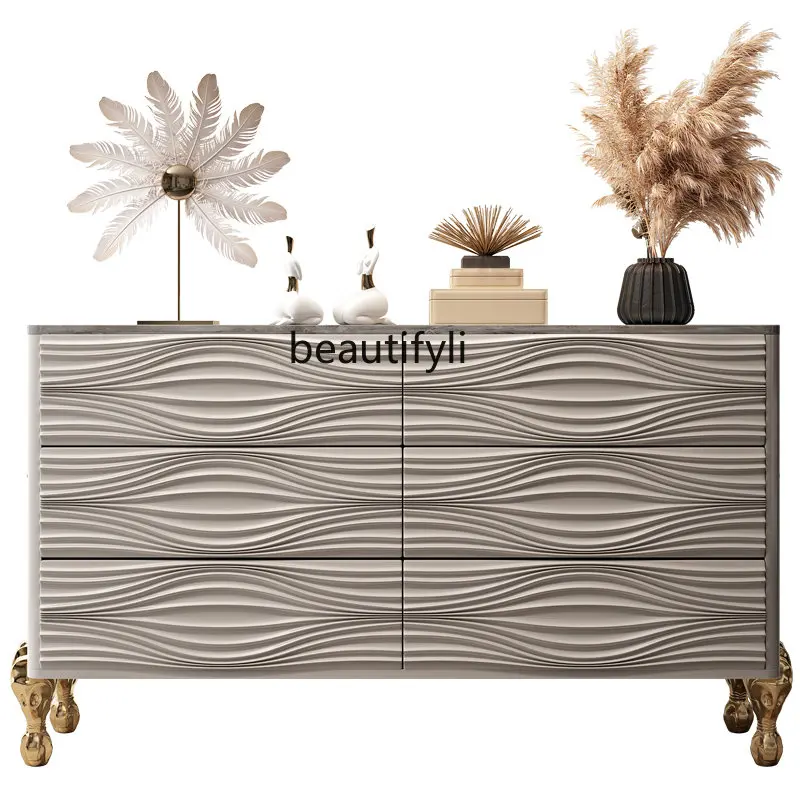 

Solid Wood Stone Plate Entrance Cabinet Minimalist Sideboard Cabinet Affordable Entrance Shoe Cabinet Living Room Locker