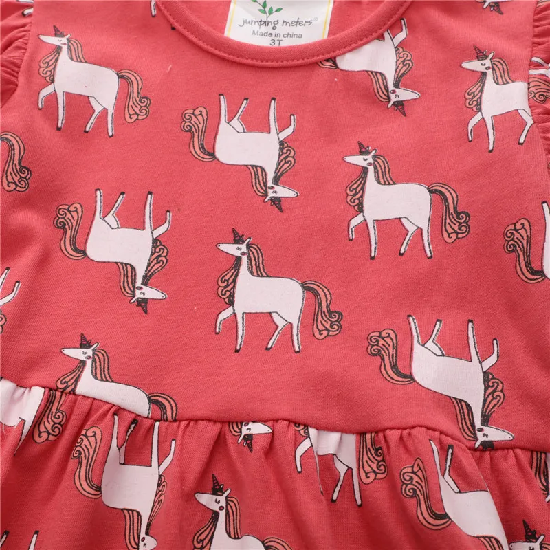 Jumping Meters New Arrival 2-7T Children's Girls Dresses Short Sleeve Summer Baby Party Clothes Unicorns Print Toddler Dresses images - 6