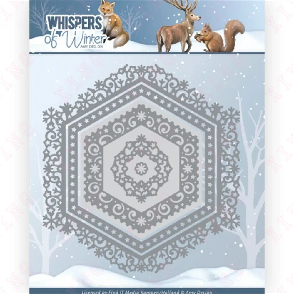 

2022 Christmas Arrival New Metal Cutting Dies Diy Handmade Craft Winter Hexagon Mold Scrapbook Album Decoration Embossed Cut Die