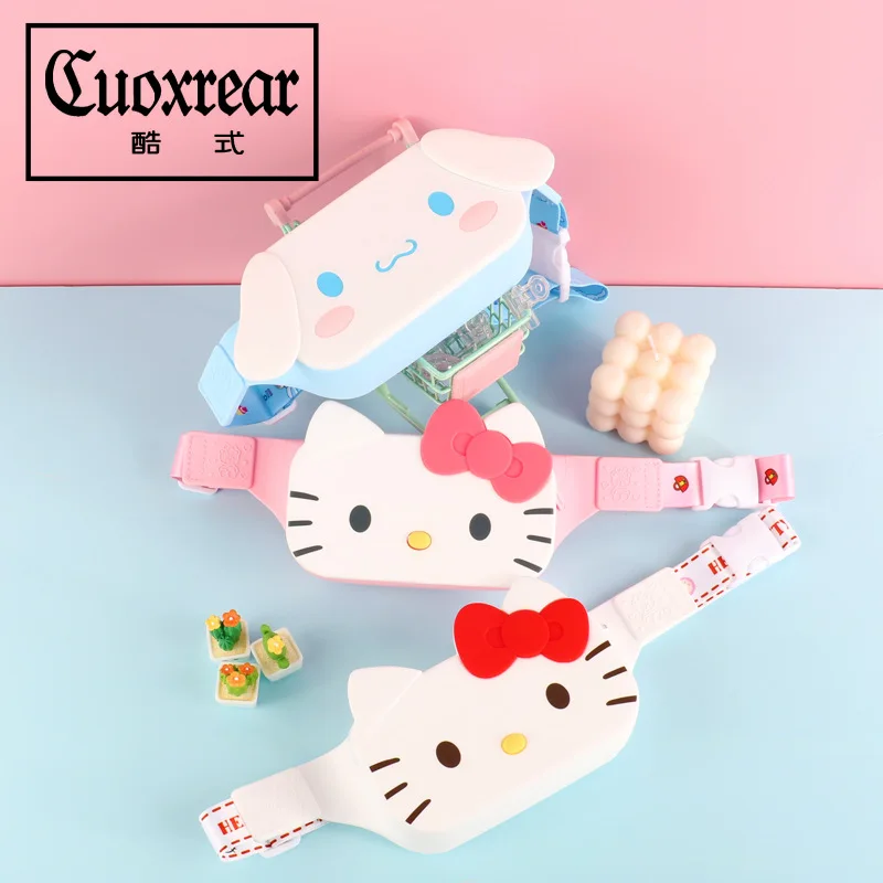 

Kawaii Hello Kitty Cinnamoroll My Melody мультяшная сумка через плечо силиконовая детская поясная сумка для мужчин и женщин