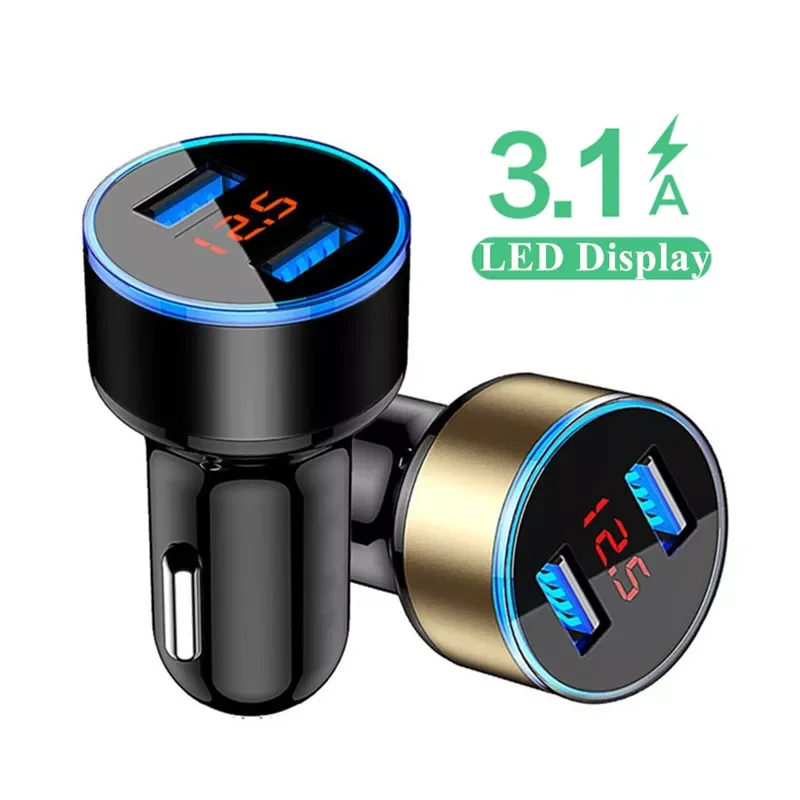 

3.1A LED Dual USB Car Charger for Xiaomi Samsung Huawei Universal Mobile Phone Car-Charger for iPhone 11 Pro Max charger