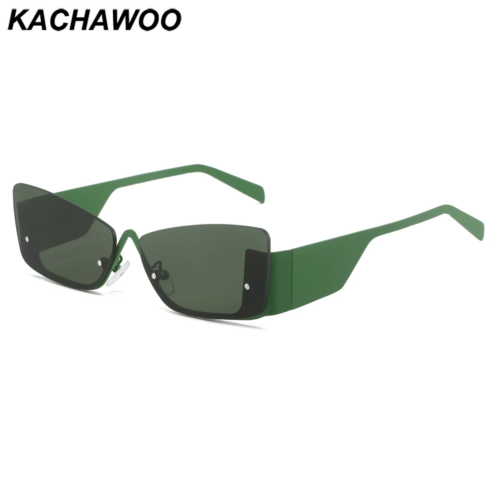 

Kachawoo rimless square sunglasses metal women fashion cat eye uv400 no frame sun glasses female trend shades white green black