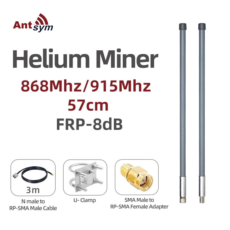 Helium Antenna Fiberglass 868MHz 915MHz LoRaWAN 8 dbi Outdoor Waterproof FRP for HNT Hotspots Miner Bobcat Linxdot RAK Nebra Ker