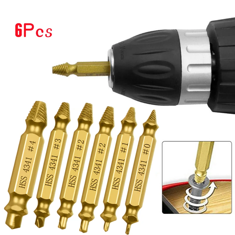 

Damaged Screw Extractor Drill Bit Set 3/4/5/6Pcs Stripped Broken Screw Bolt Extractor Remover Easily Take Out Demolition Tools