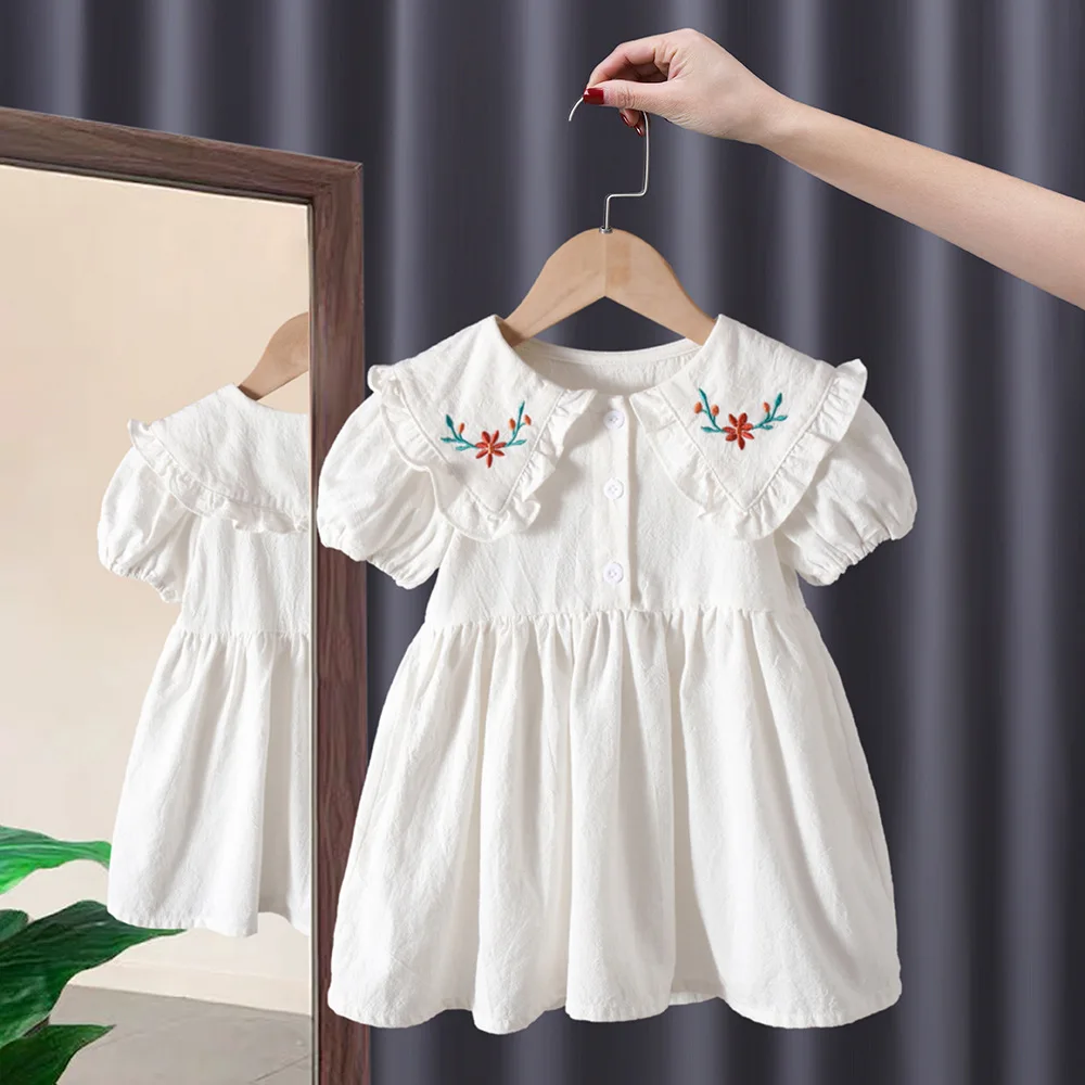 

Girls Dress Embroidery 2022 Summer Baby Clothing Girls Baby Skirts Summer Children's Clothing