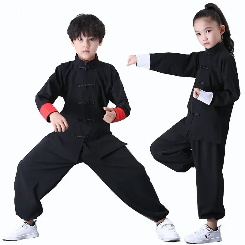 

Детская форма кунг-фу, традиционная китайская одежда для мальчиков и девочек, костюм Ушу, топ и штаны, костюм, Тай-Чи, народный сценический наряд