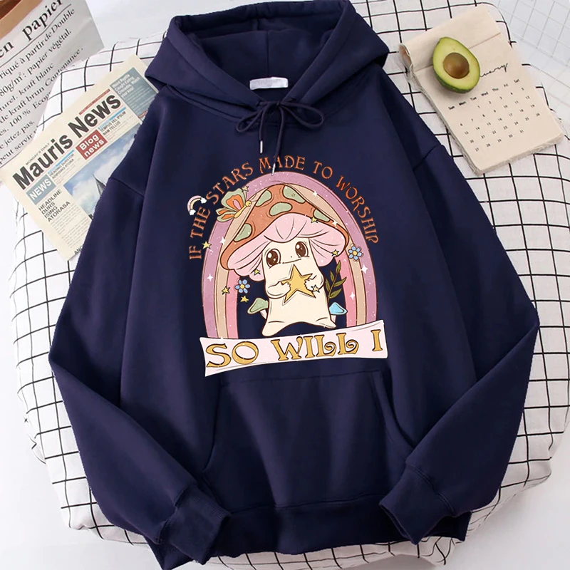 

Kawaii Mushroom Cartoon Sweatshirt Cottagecore Aesthetic Tops Oversized Hoodies for Teen Girls Fashion Women's Casual Pullover