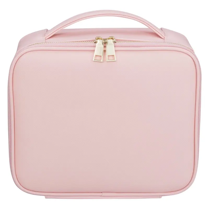 9.8”Makeup Train Case Travel PU  Makeup Cosmetic Artist Organizer,Pink