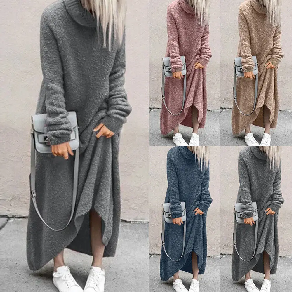 

Women Winter Pocket Lace Button Ruffles Wool Warm Befree Maxi Dress Large Big Sexy Full Long Sleeve Boho Party Elegant Dresses