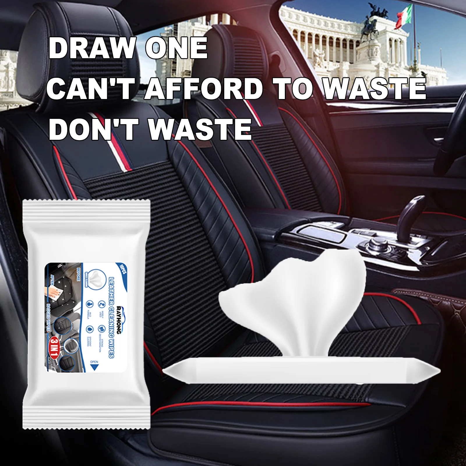 

3in1 Car Leather Cleaning Wipes Home Leather Seat Upholstery Cleaning Wipes Free Washing Cleaning Decontamination