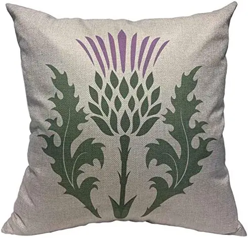 

Декоративные Квадратные наволочки 18X18 дюймов, расторопский онопорид акантиум, шотландская белая фиолетовая ветка, Великобритания, хлопок, ...