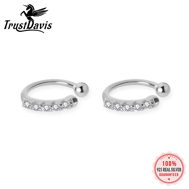 TrustDavis новинка блестящие серебряные серьги-клипсы с фианитами серьги для женщин и