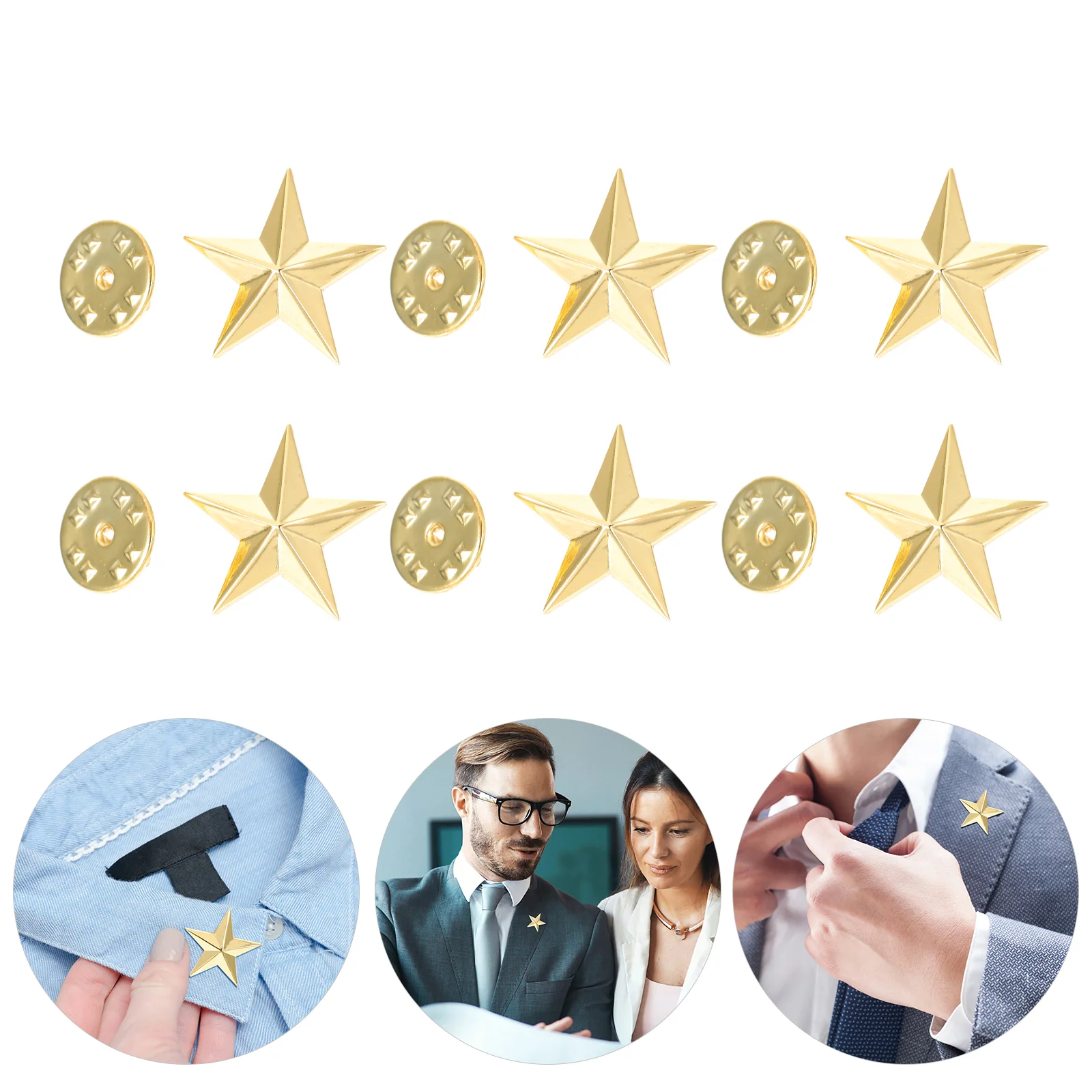 

12 Pcs Pentagram Badge Elegant Star Badges Lapel Pins Party Supply Lable Hats Bulk Cartoon Decorative