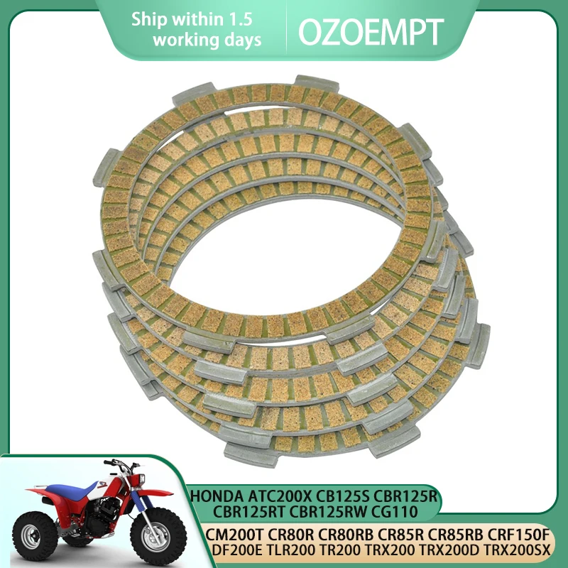 Фибрирующая пластина сцепления OZOEMPT, подходит для HONDA ATC200X CB125S CBR125R CBR125RT CBR125RW CG110 CM200T CR80R CR80RB CR85R CR85RB