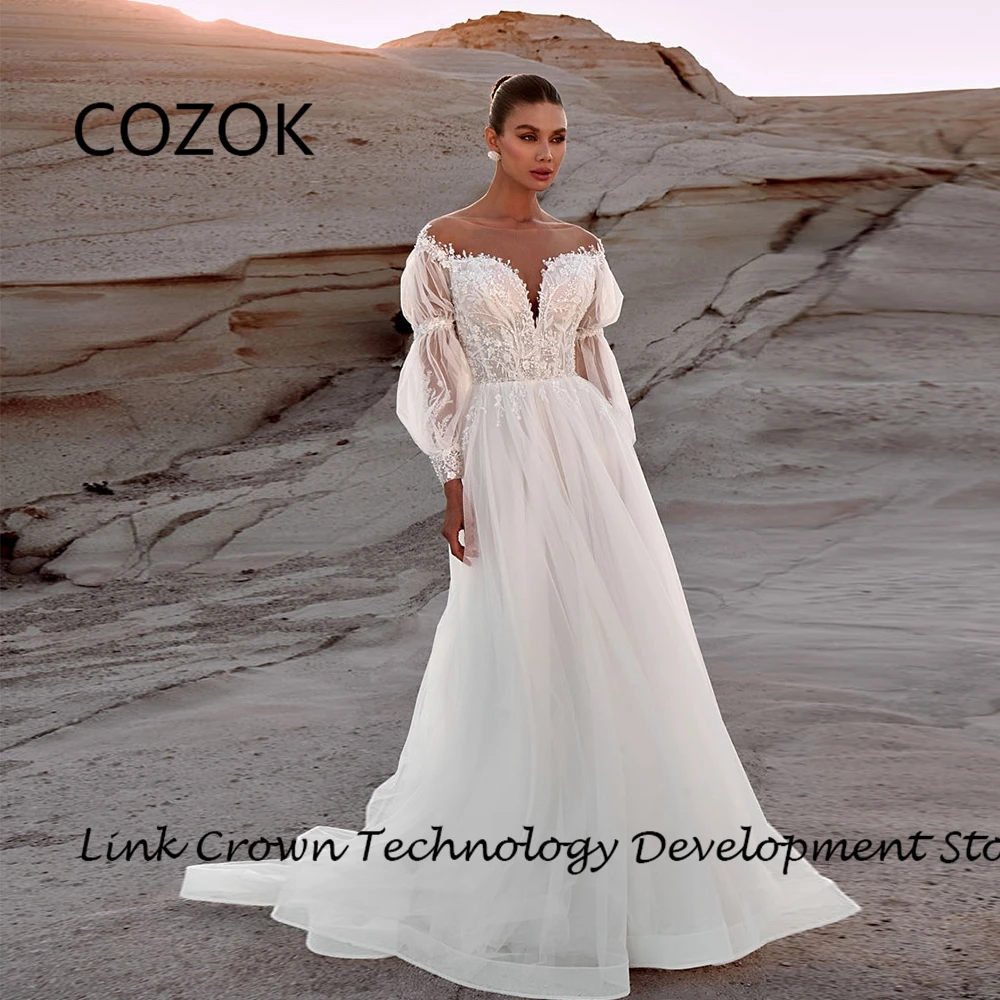 Женское свадебное платье It's yiiya белое кружевное без бретелек с длинным рукавом