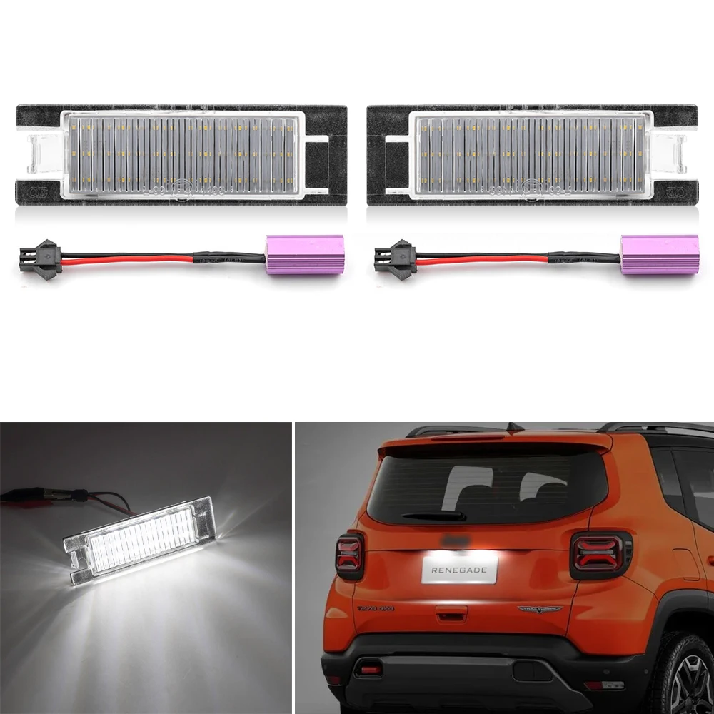 

Icarlite 2 шт. Canbus светодиодный номерной знак светильник для Jeep Renegade 2015-2021 белый автомобильный Стайлинг номерной знак лампа 12 В OEM: 68247166AA