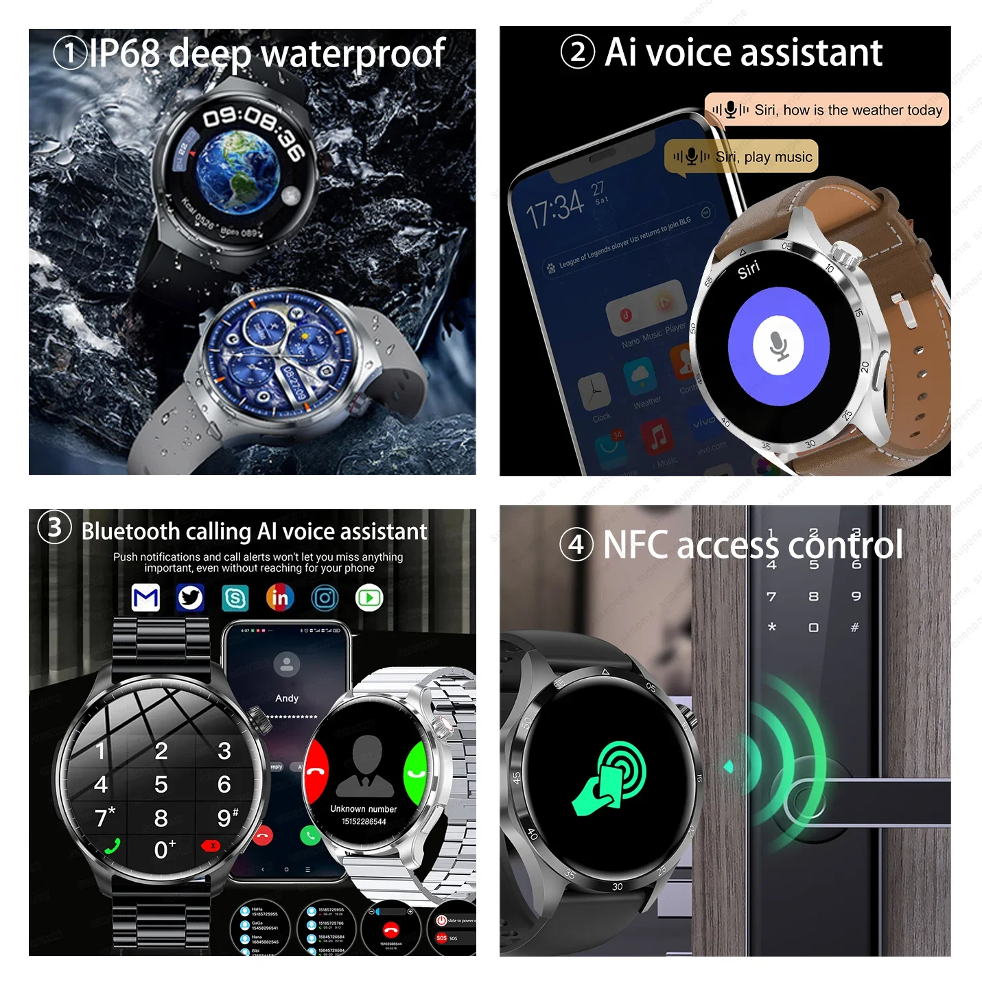 Новинка умные часы для мужчин и женщин Bluetooth-вызов спортивный трек фитнес-компас